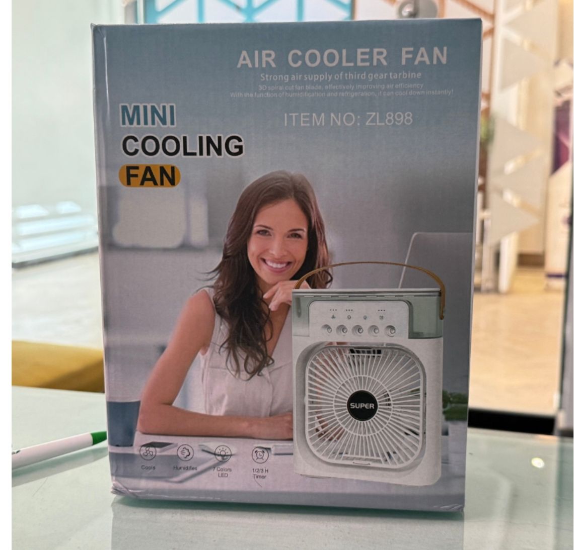 10-Inch Large Portable Air Conditioner Fan | USB Electric Fan with LED Night Light, Mist & Humidifier Function | Random Color
