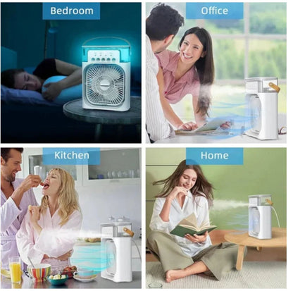 10-Inch Large Portable Air Conditioner Fan | USB Electric Fan with LED Night Light, Mist & Humidifier Function | Random Color