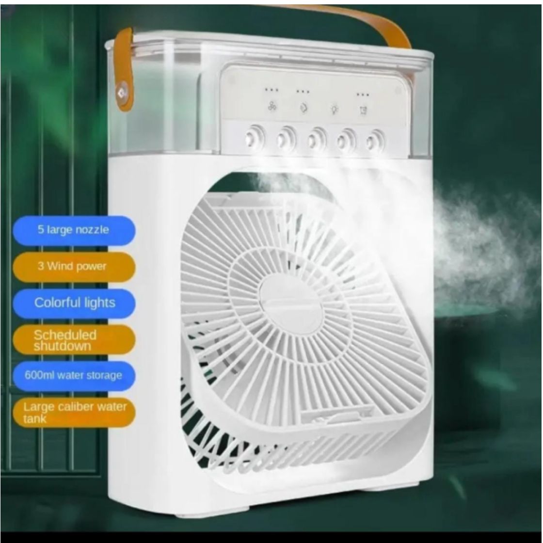 10-Inch Large Portable Air Conditioner Fan | USB Electric Fan with LED Night Light, Mist & Humidifier Function | Random Color