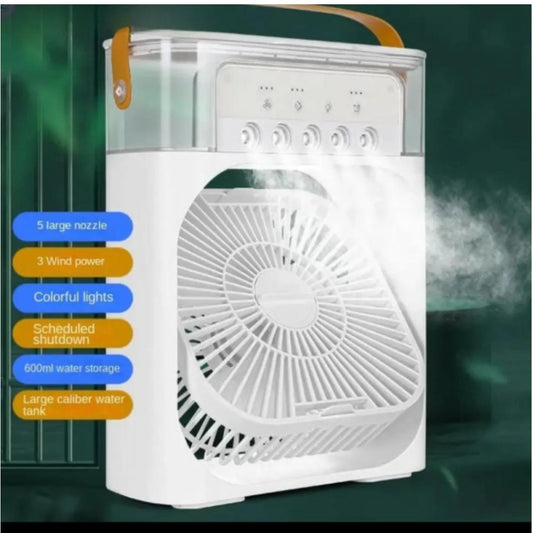 10-Inch Large Portable Air Conditioner Fan | USB Electric Fan with LED Night Light, Mist & Humidifier Function | Random Color